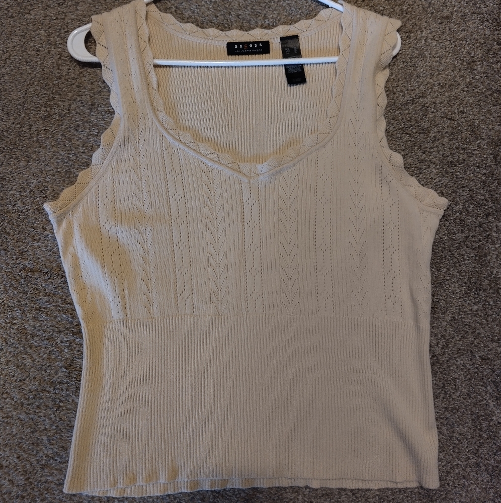 Axcess Beige Scalloped Tank Top